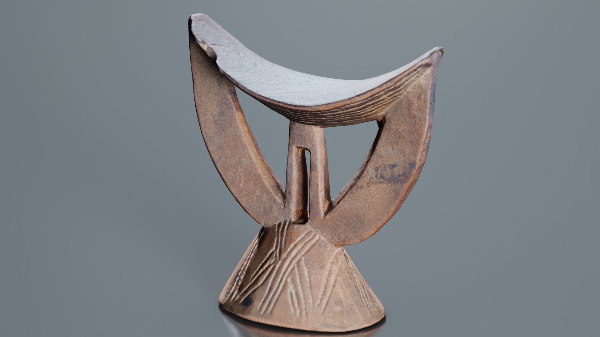 Headrest Africa Wood Furniture Prop 29 Low-poly 3D model_3