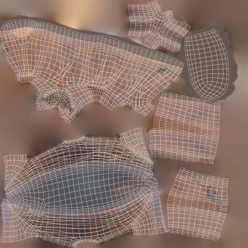 Headrest Africa Wood Furniture Prop 29 Low-poly 3D model_14