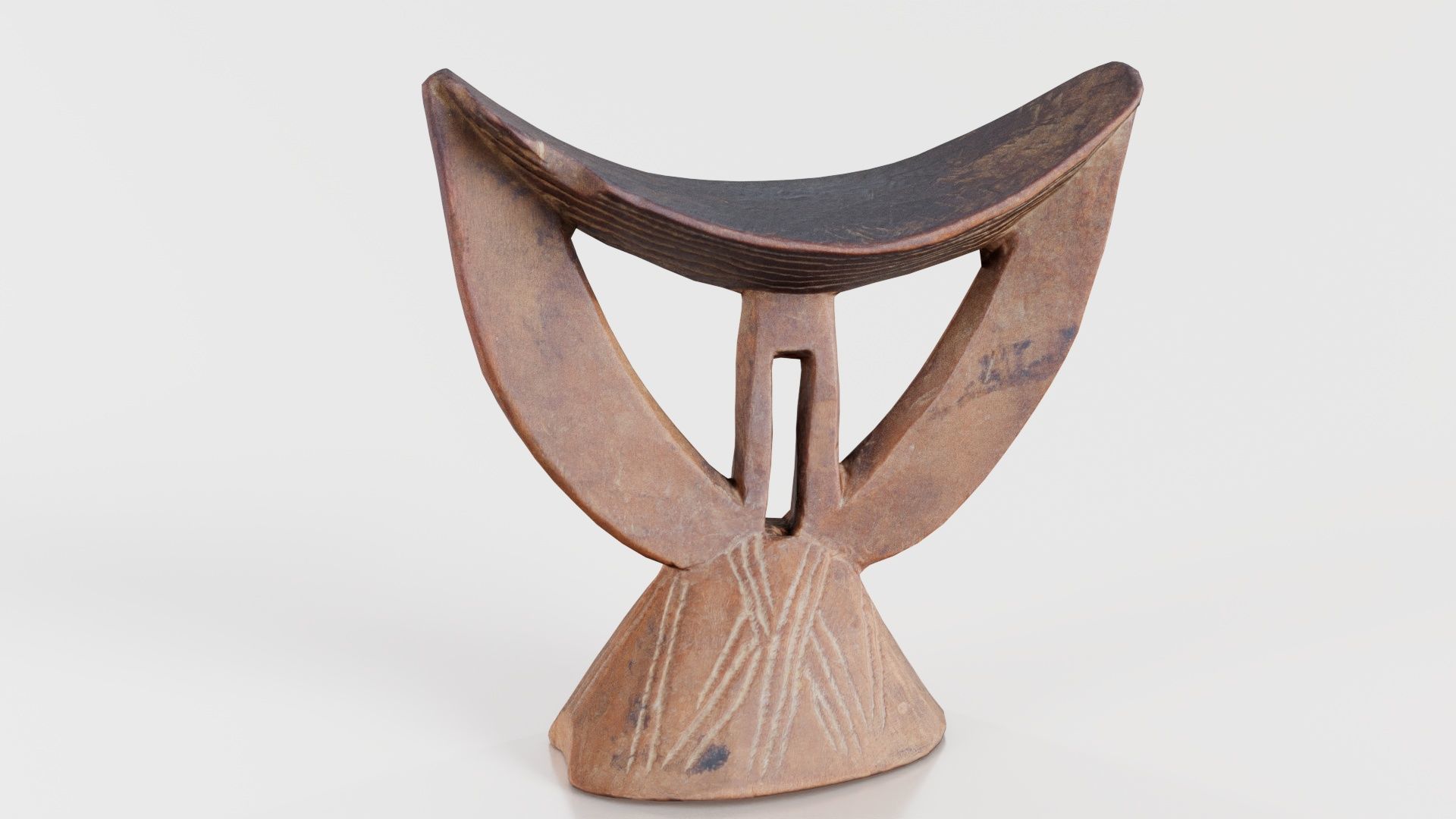 Headrest Africa Wood Furniture Prop 29 Low-poly 3D model_1