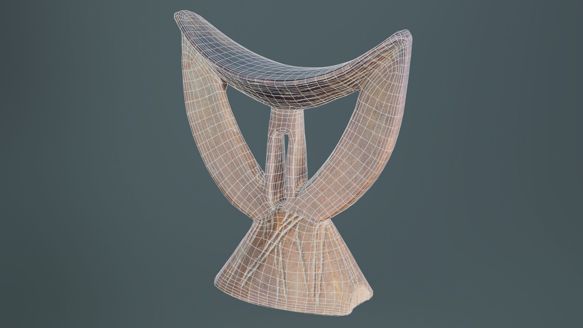Headrest Africa Wood Furniture Prop 29 Low-poly 3D model_9