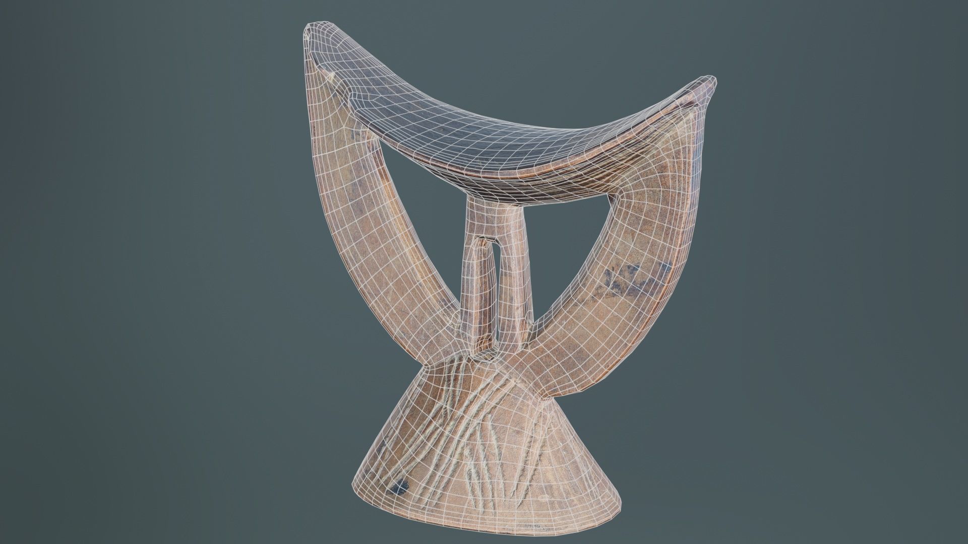 Headrest Africa Wood Furniture Prop 29 Low-poly 3D model_10