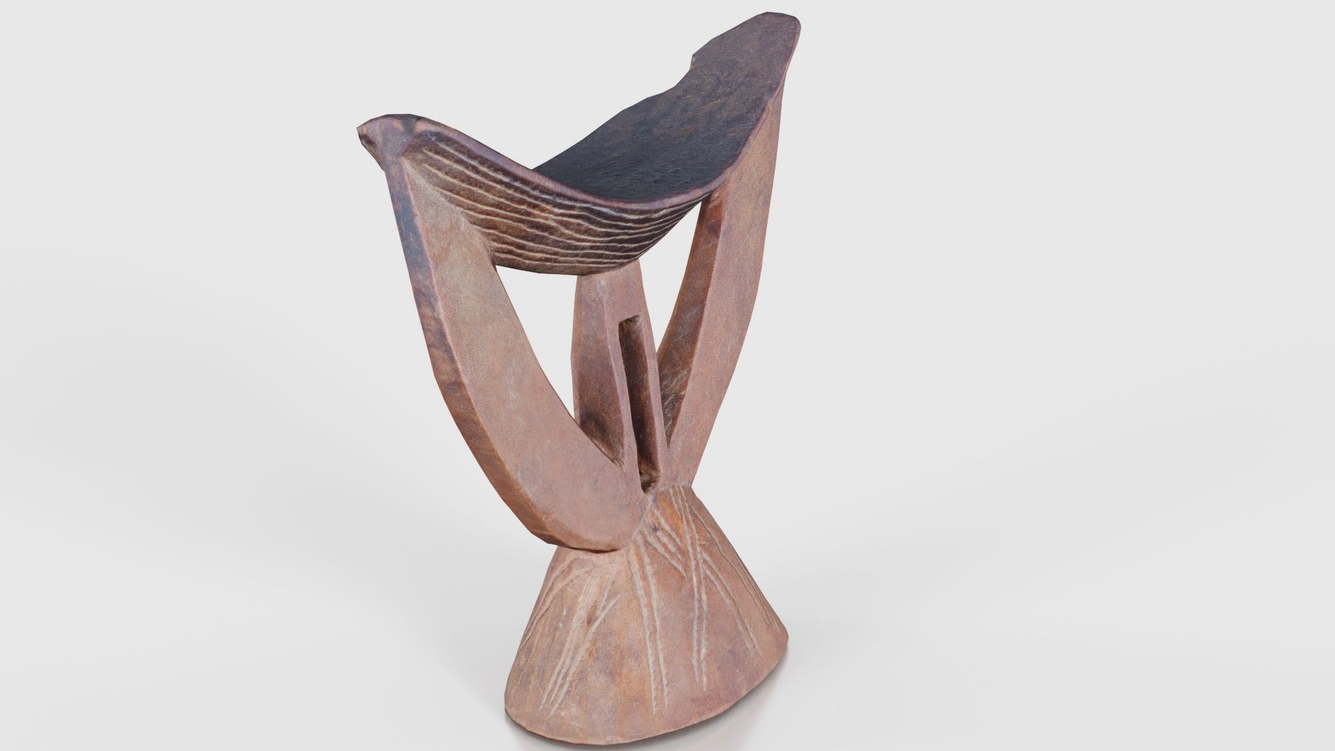 Headrest Africa Wood Furniture Prop 29 Low-poly 3D model_18