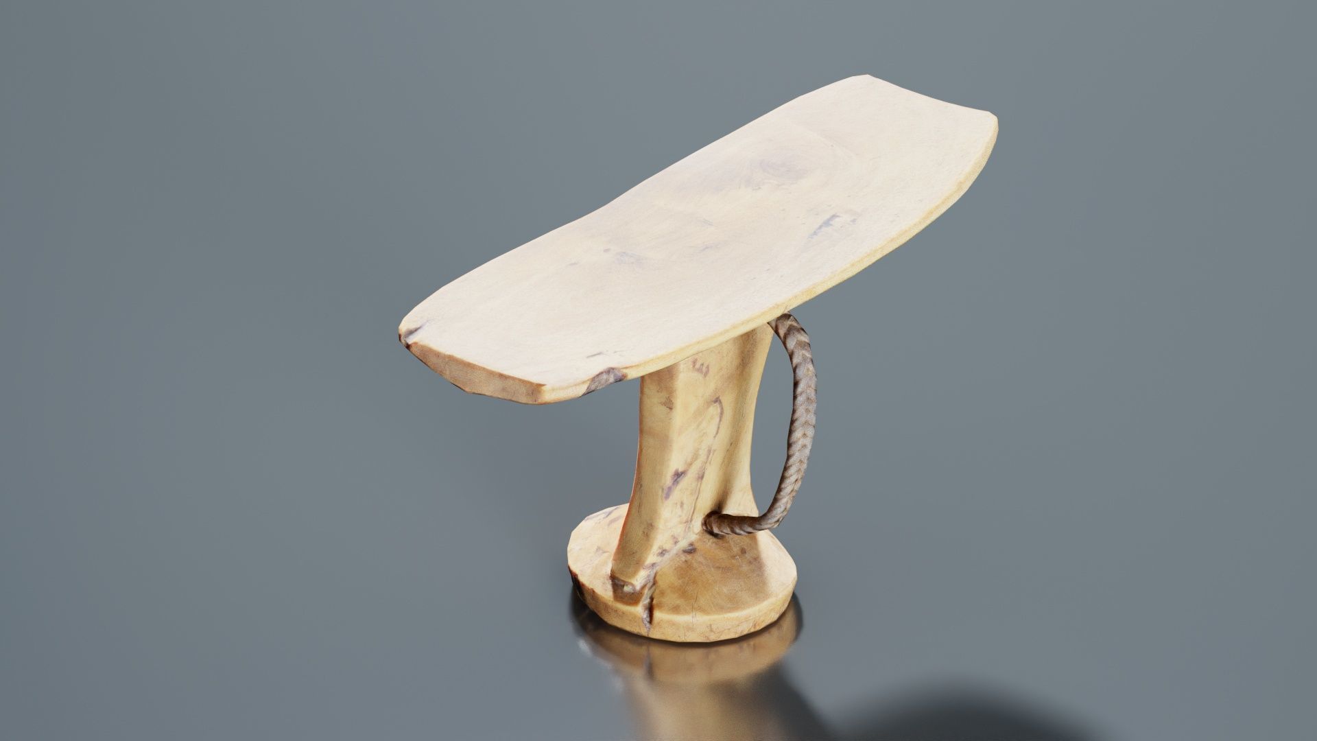 Headrest Africa Wood Furniture Prop 30 Low-poly 3D model_2