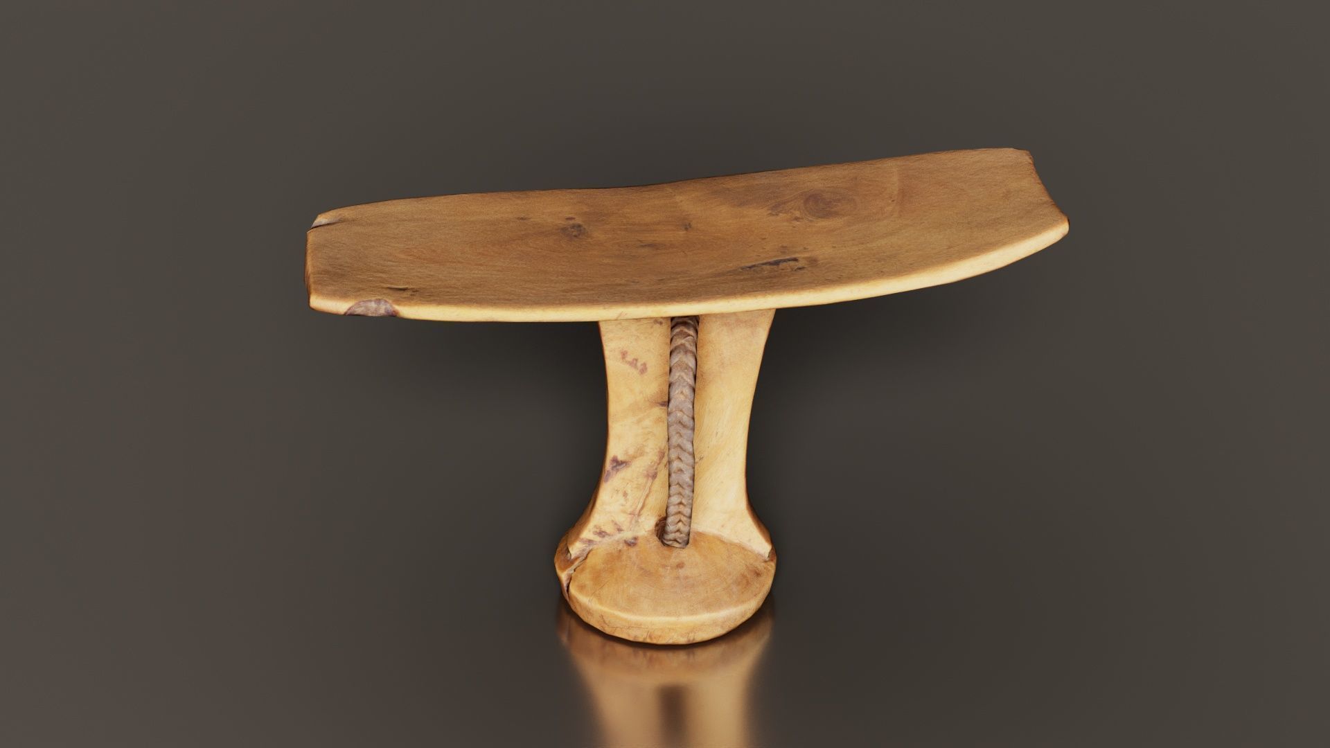 Headrest Africa Wood Furniture Prop 30 Low-poly 3D model_6