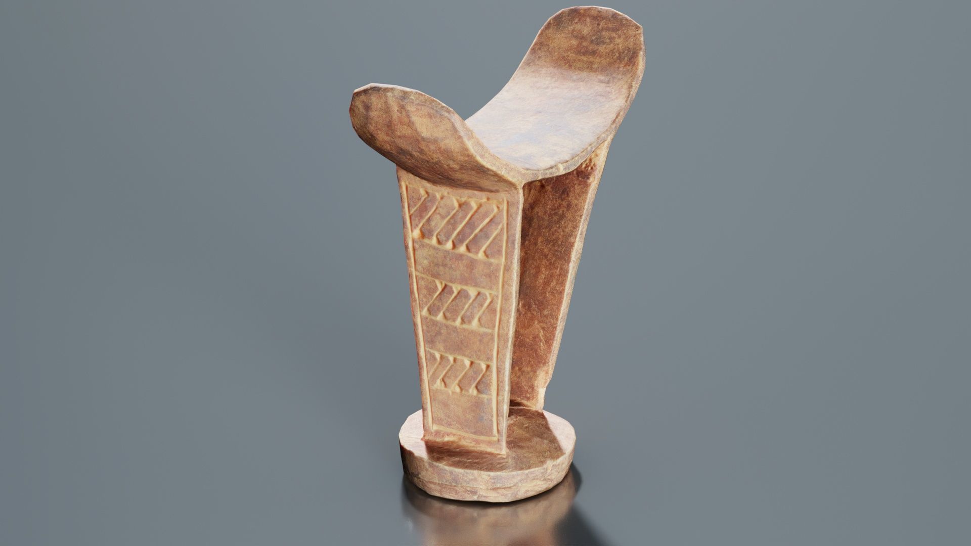 Headrest Africa Wood Furniture Prop 34 Low-poly 3D model_8