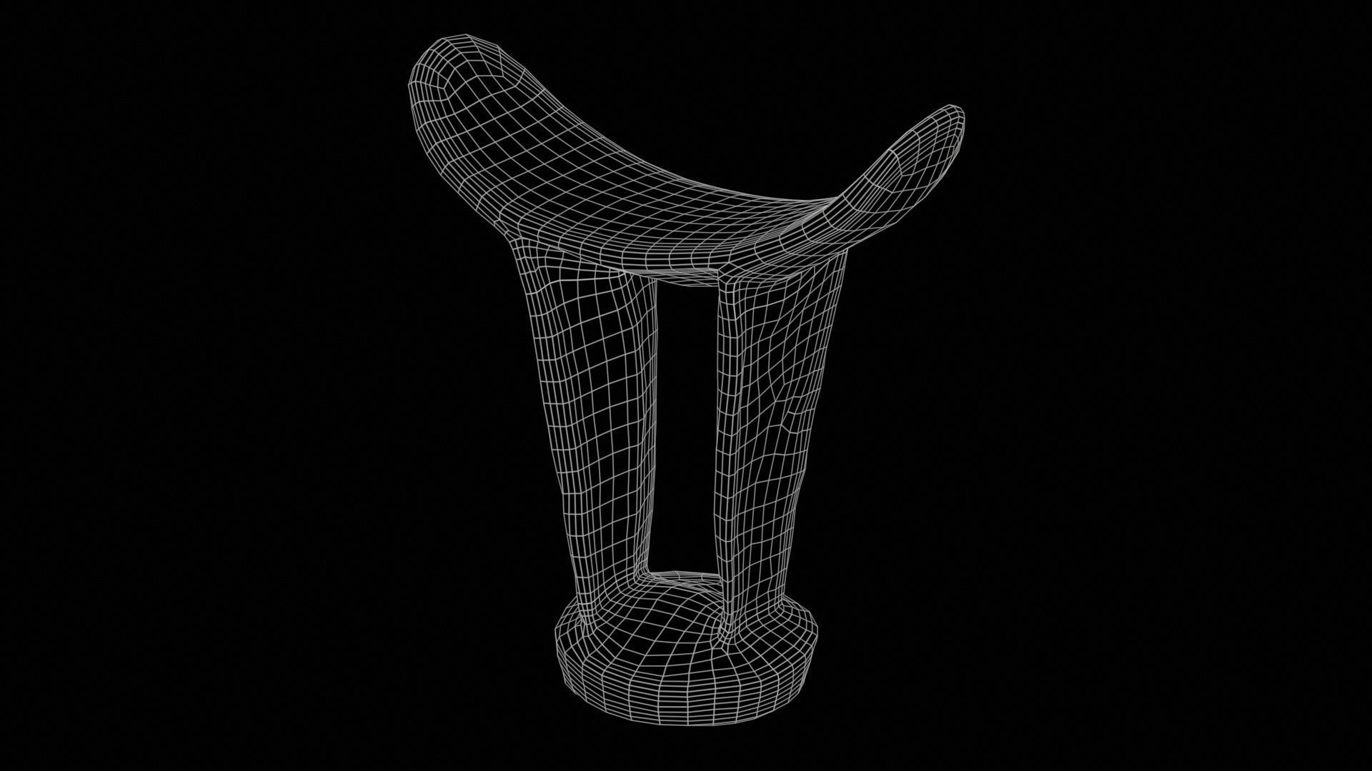 Headrest Africa Wood Furniture Prop 34 Low-poly 3D model_11