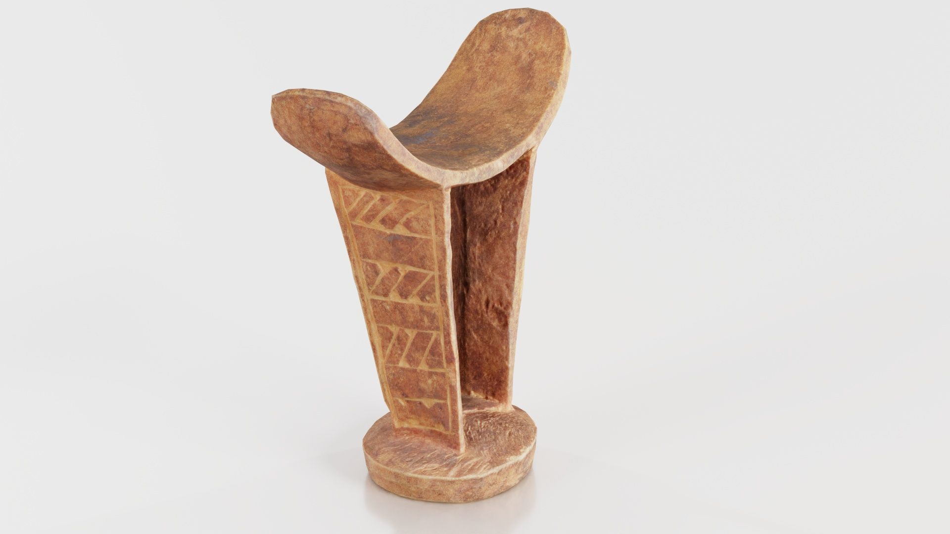 Headrest Africa Wood Furniture Prop 34 Low-poly 3D model_2