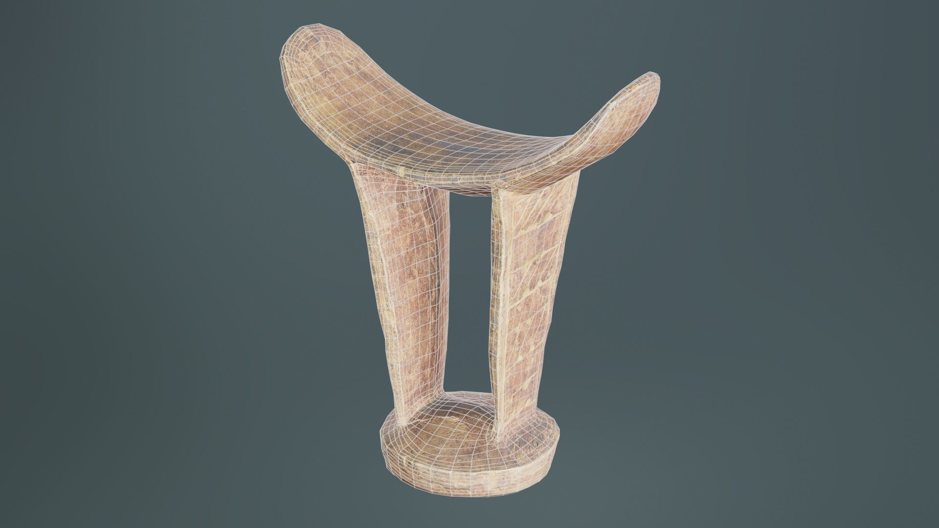 Headrest Africa Wood Furniture Prop 34 Low-poly 3D model_9
