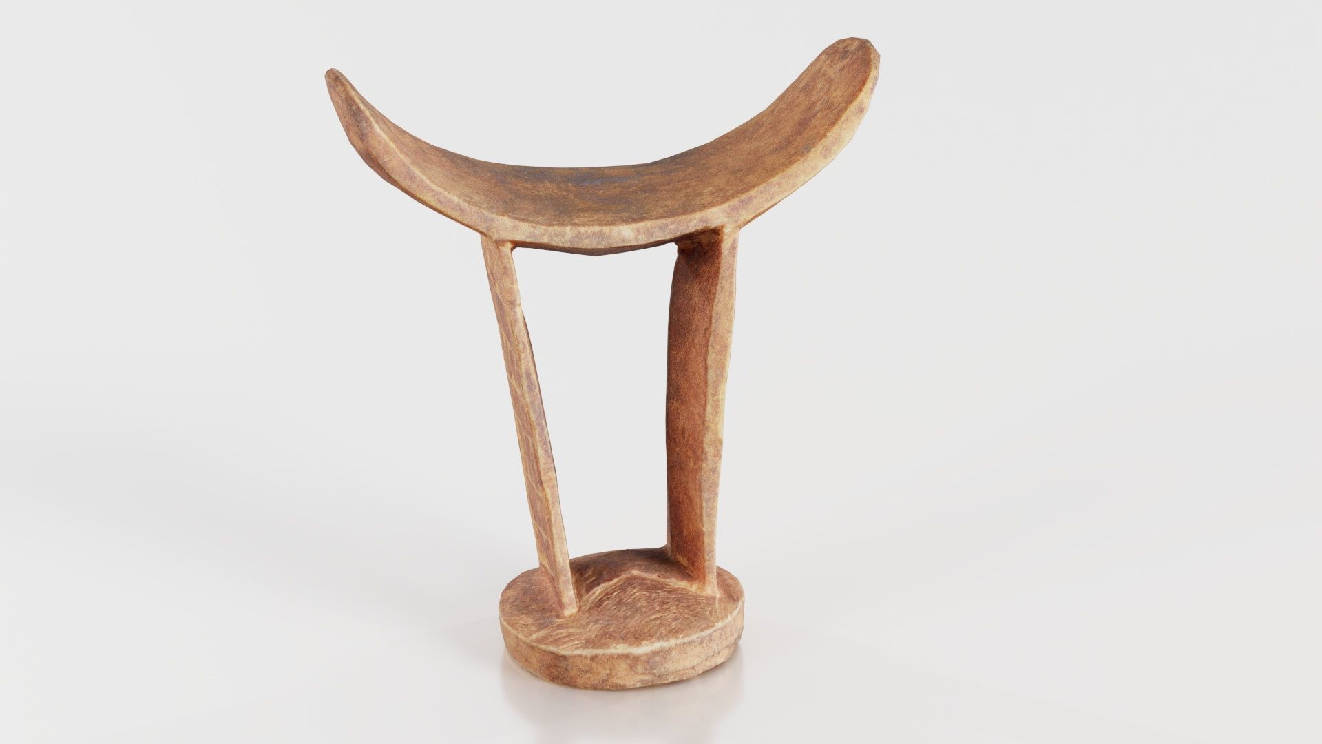 Headrest Africa Wood Furniture Prop 34 Low-poly 3D model_3