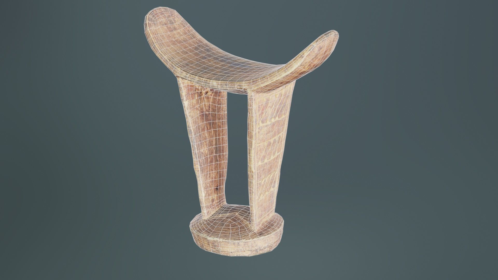 Headrest Africa Wood Furniture Prop 34 Low-poly 3D model_10
