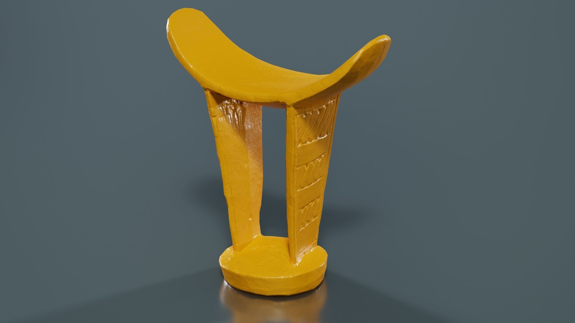 Headrest Africa Wood Furniture Prop 34 Low-poly 3D model_13