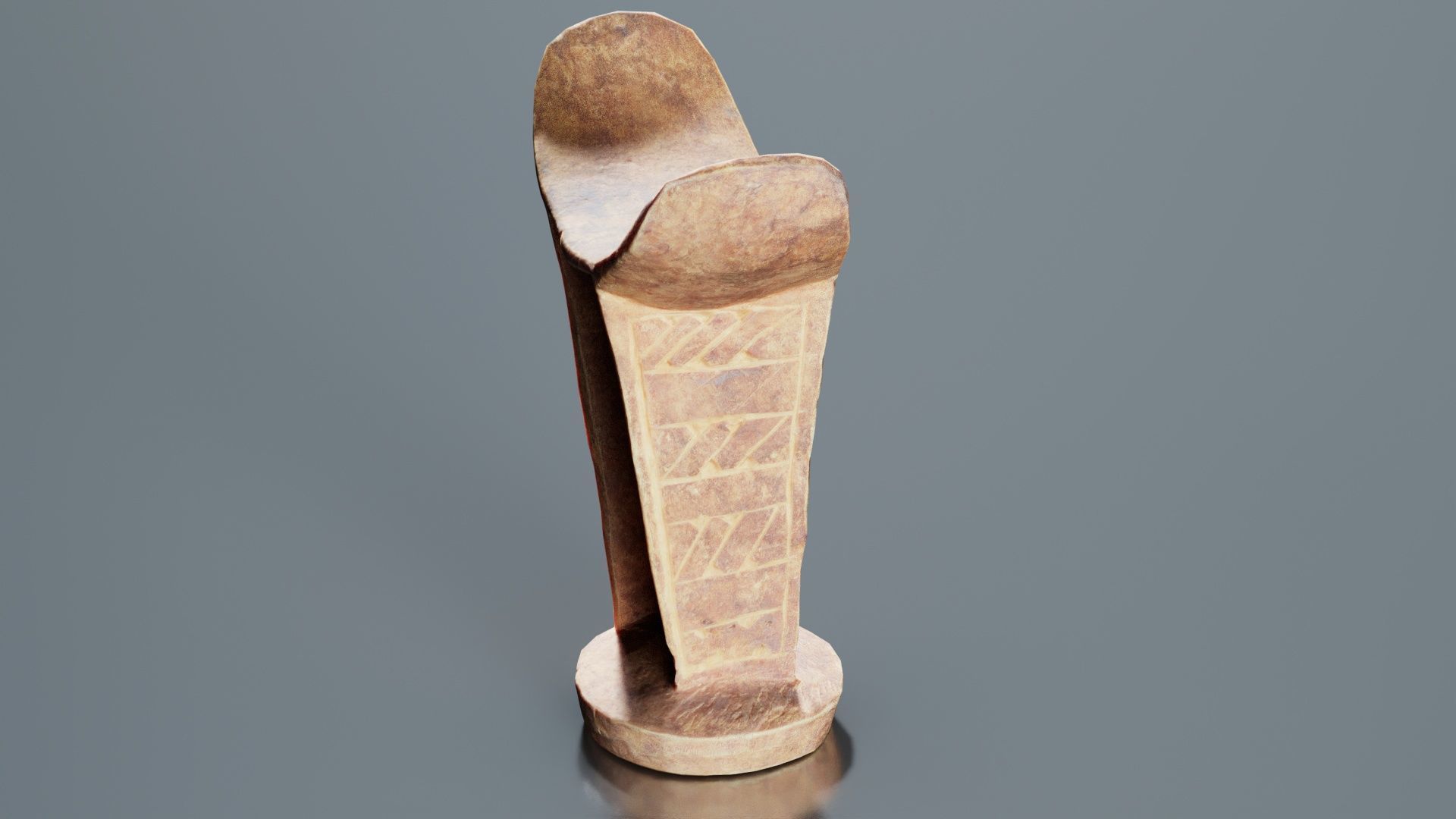 Headrest Africa Wood Furniture Prop 34 Low-poly 3D model_1