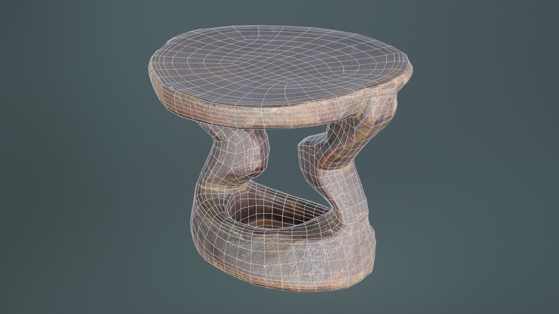 Headrest Africa Wood Furniture Prop 38 Low-poly 3D model_9