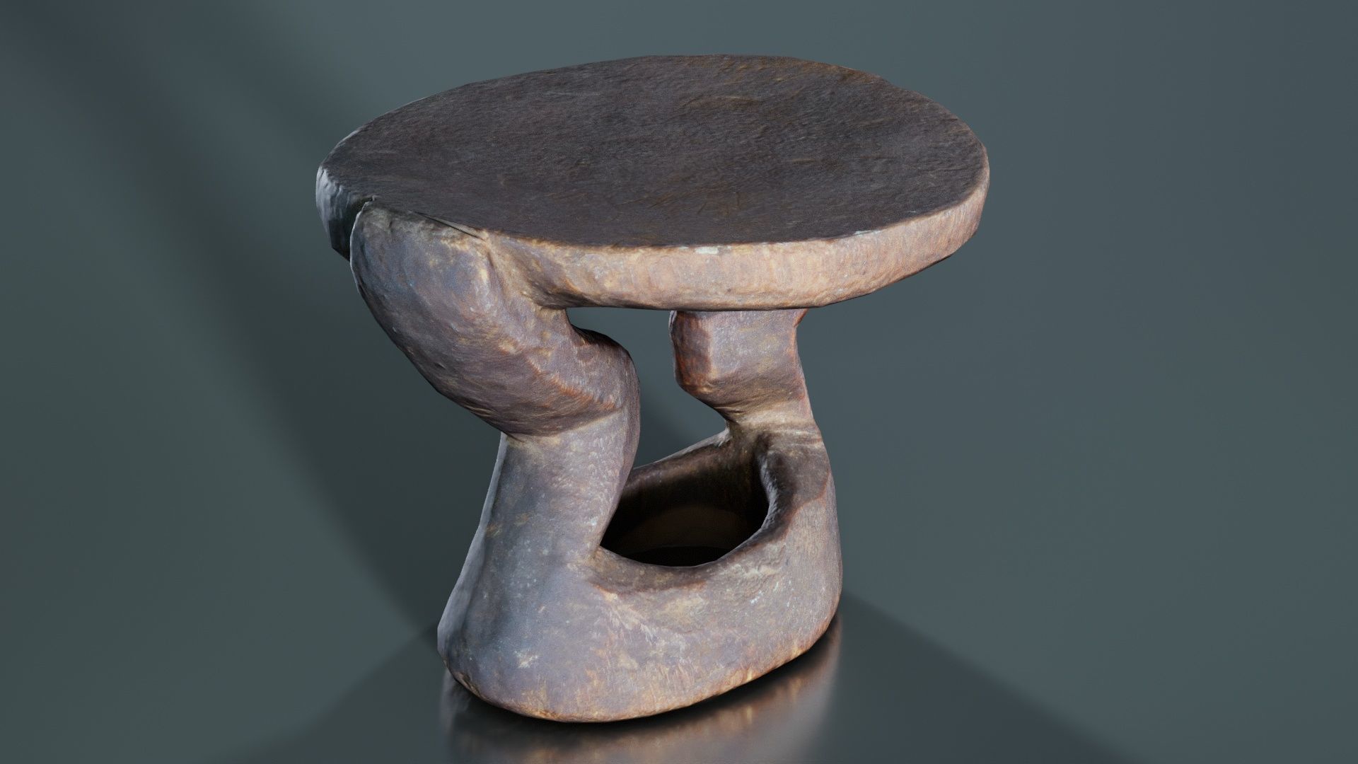 Headrest Africa Wood Furniture Prop 38 Low-poly 3D model_7