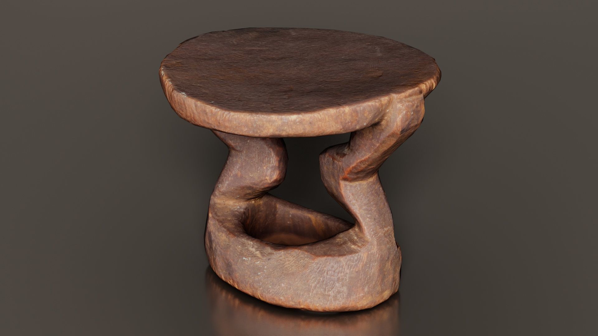 Headrest Africa Wood Furniture Prop 38 Low-poly 3D model_4