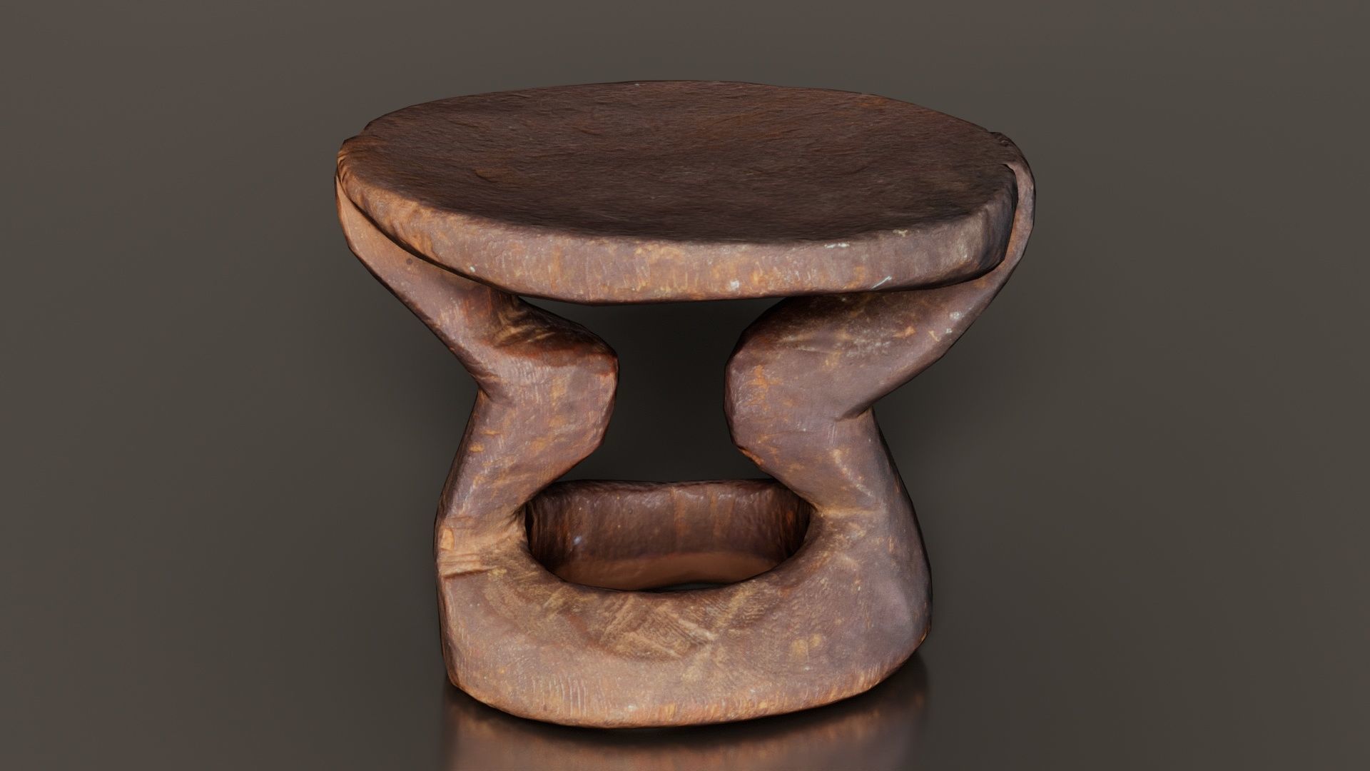 Headrest Africa Wood Furniture Prop 38 Low-poly 3D model_8
