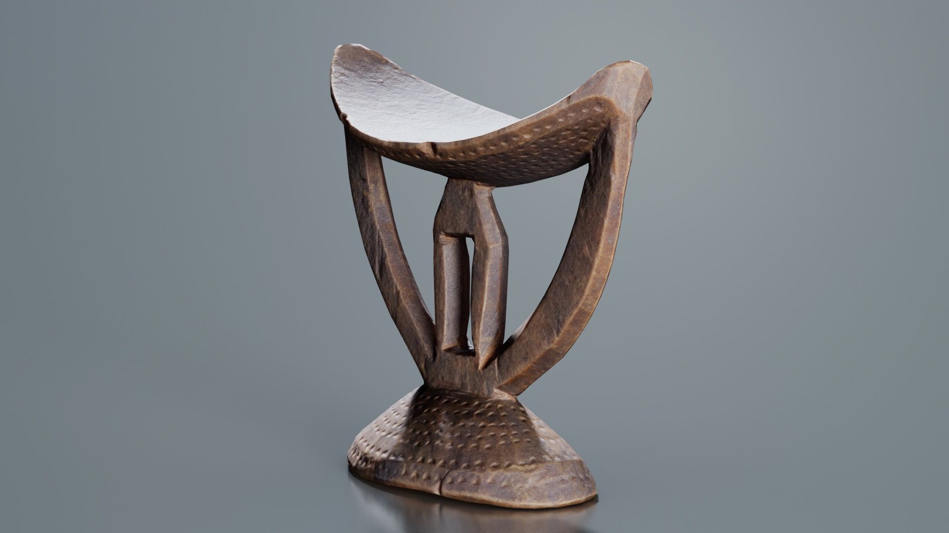 Headrest Africa Wood Furniture Prop 41 Low-poly 3D model_1