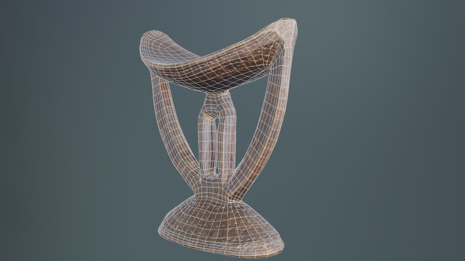 Headrest Africa Wood Furniture Prop 41 Low-poly 3D model_10