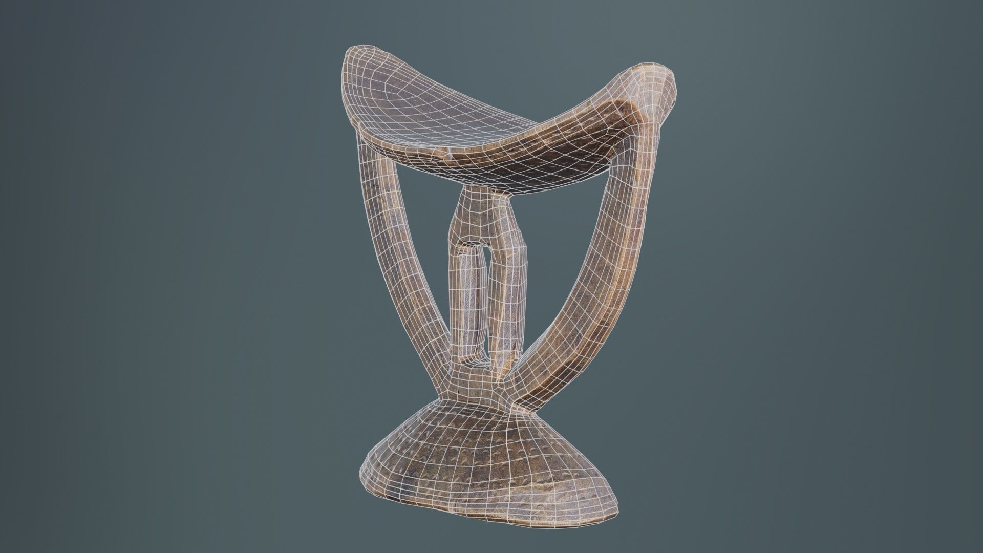 Headrest Africa Wood Furniture Prop 41 Low-poly 3D model_9