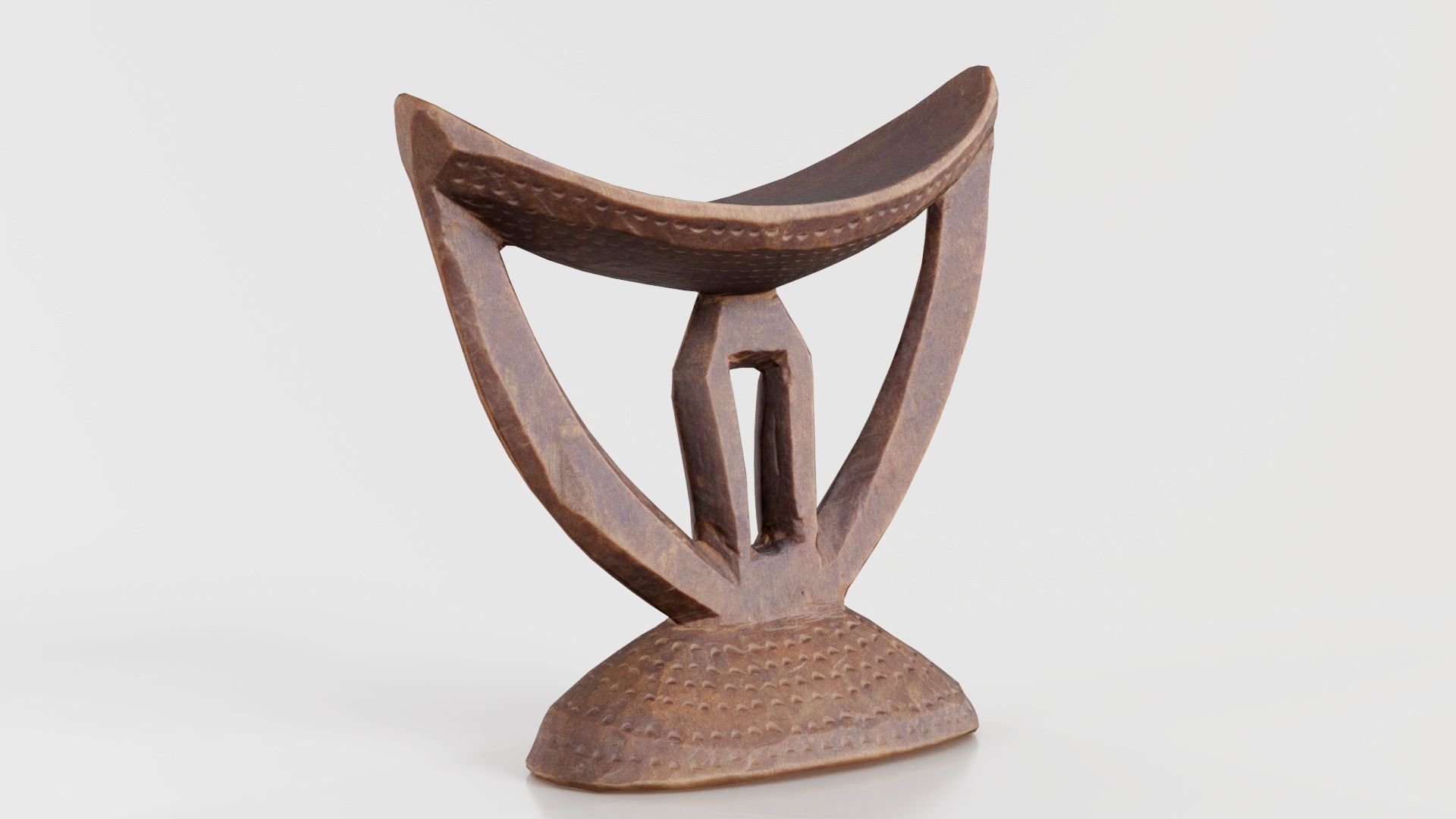 Headrest Africa Wood Furniture Prop 41 Low-poly 3D model_3