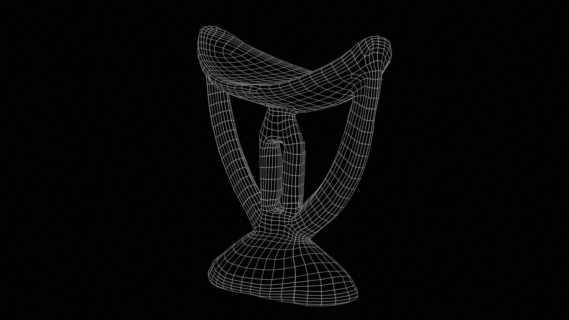 Headrest Africa Wood Furniture Prop 41 Low-poly 3D model_11