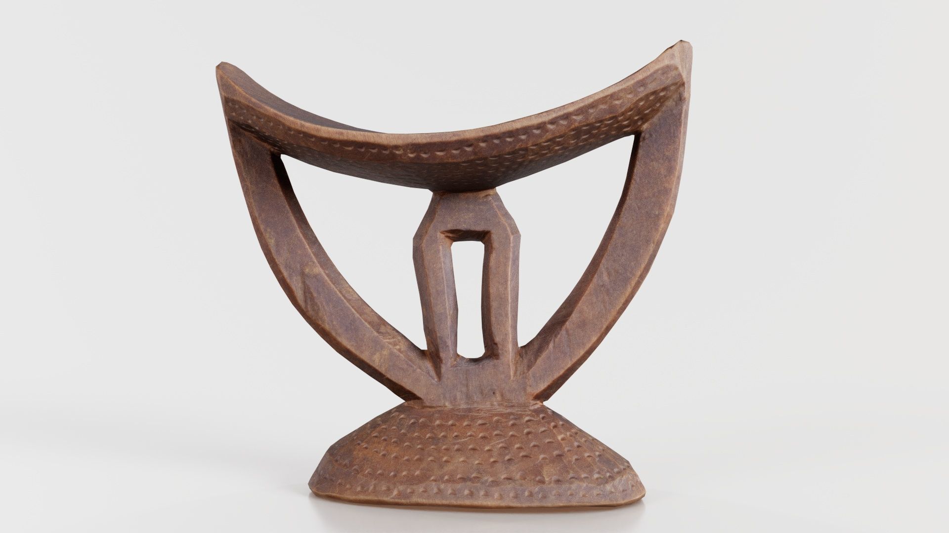 Headrest Africa Wood Furniture Prop 41 Low-poly 3D model_6