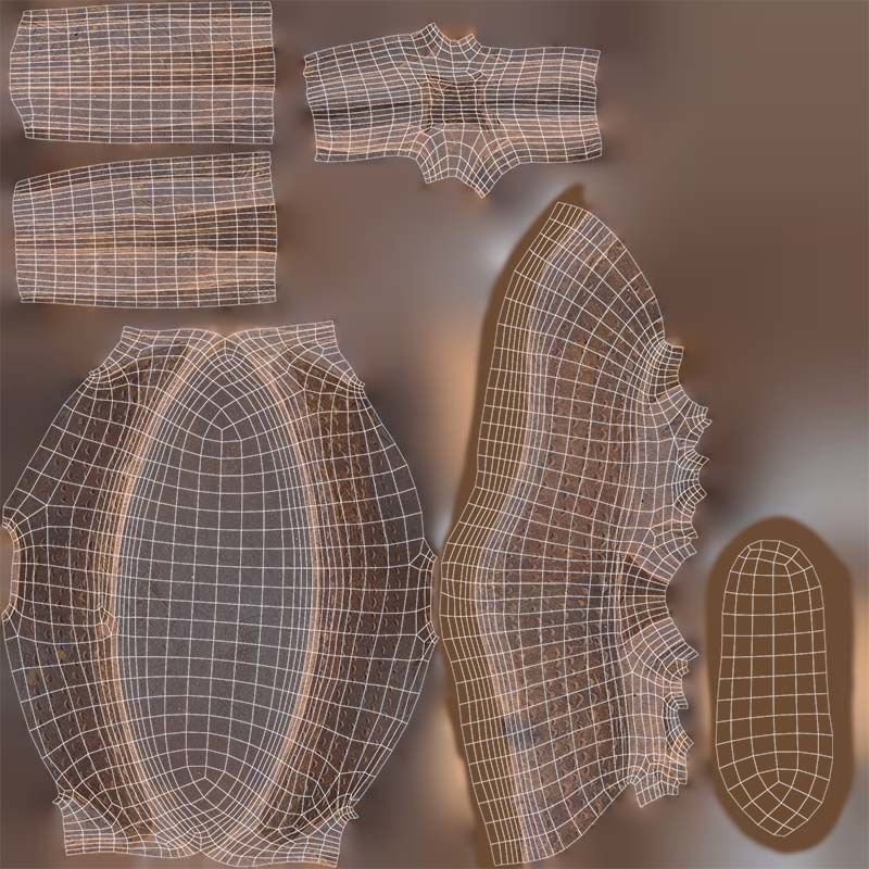 Headrest Africa Wood Furniture Prop 41 Low-poly 3D model_14