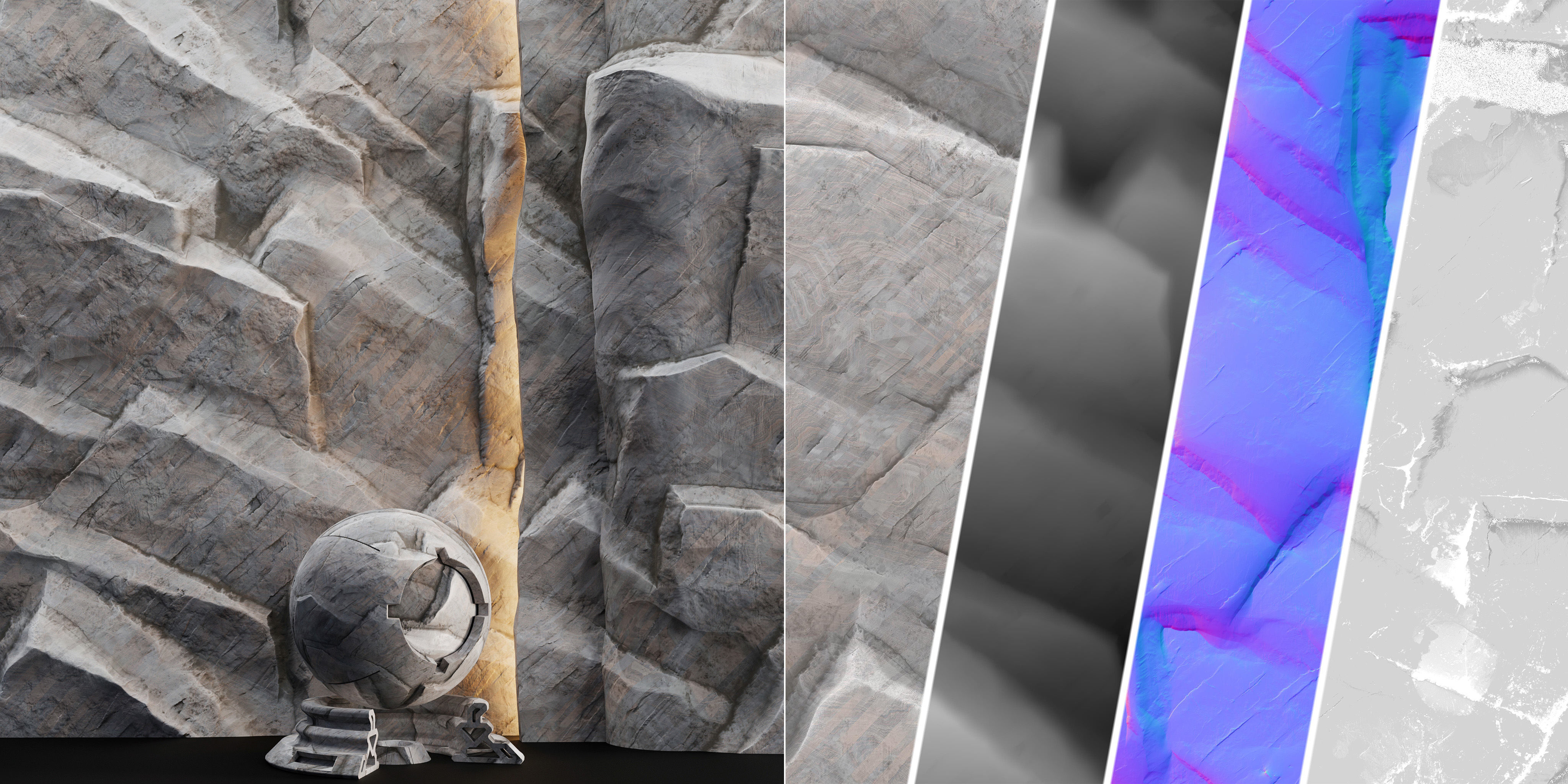 H110 Rock Cliff - PBR - 4K - Seamless - SBSAR 3D model_3