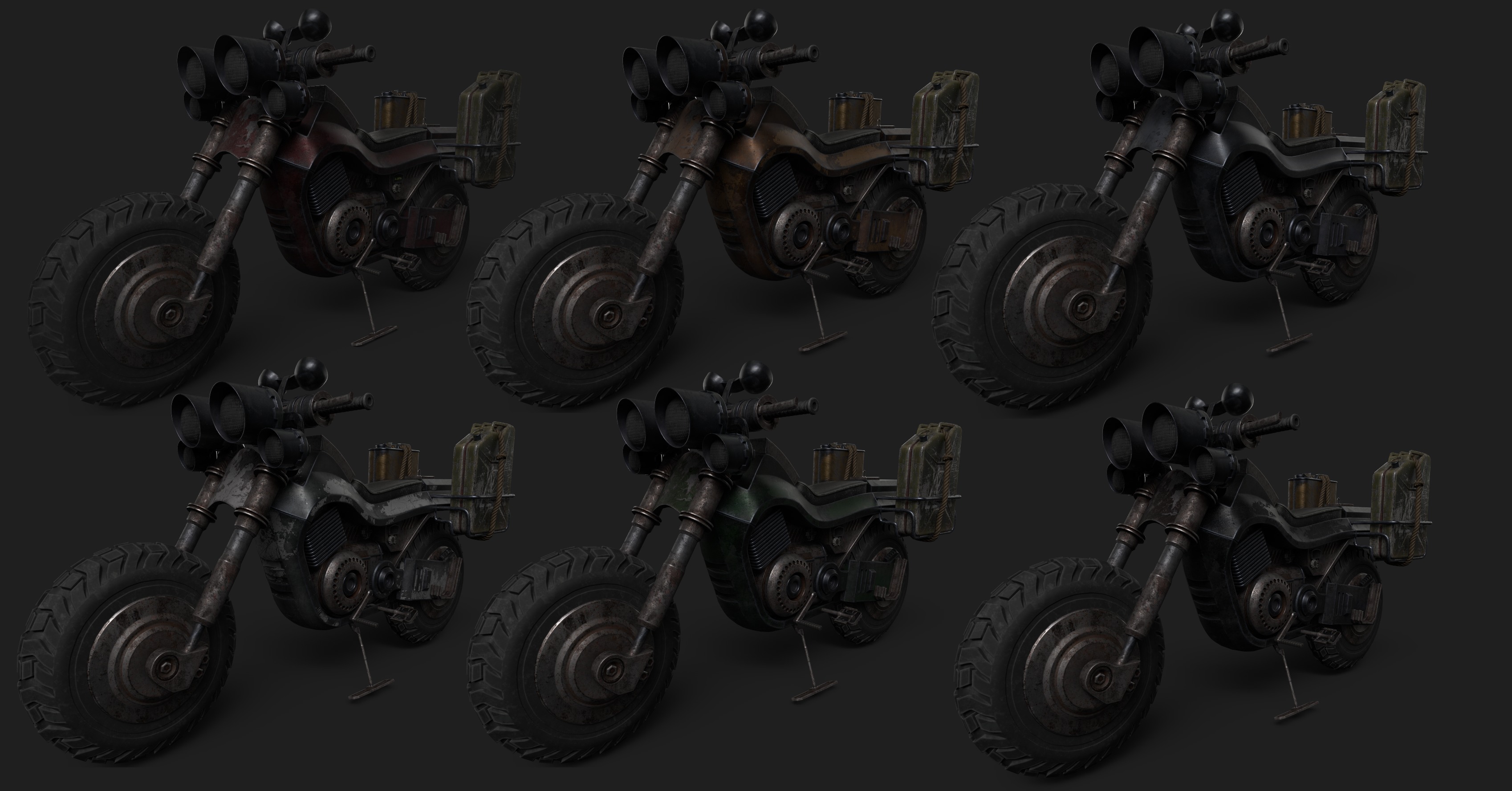Military Pitbike Low-poly 3D model_5