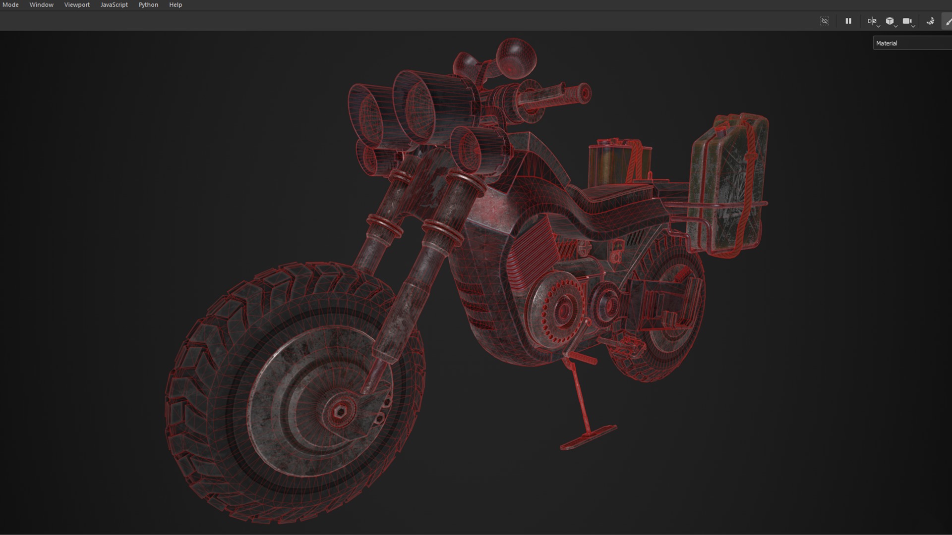 Military Pitbike Low-poly 3D model_7