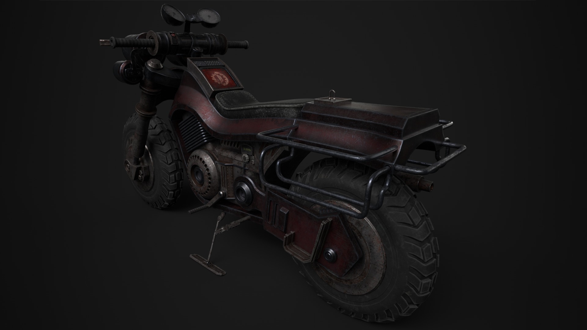 Military Pitbike Low-poly 3D model_3
