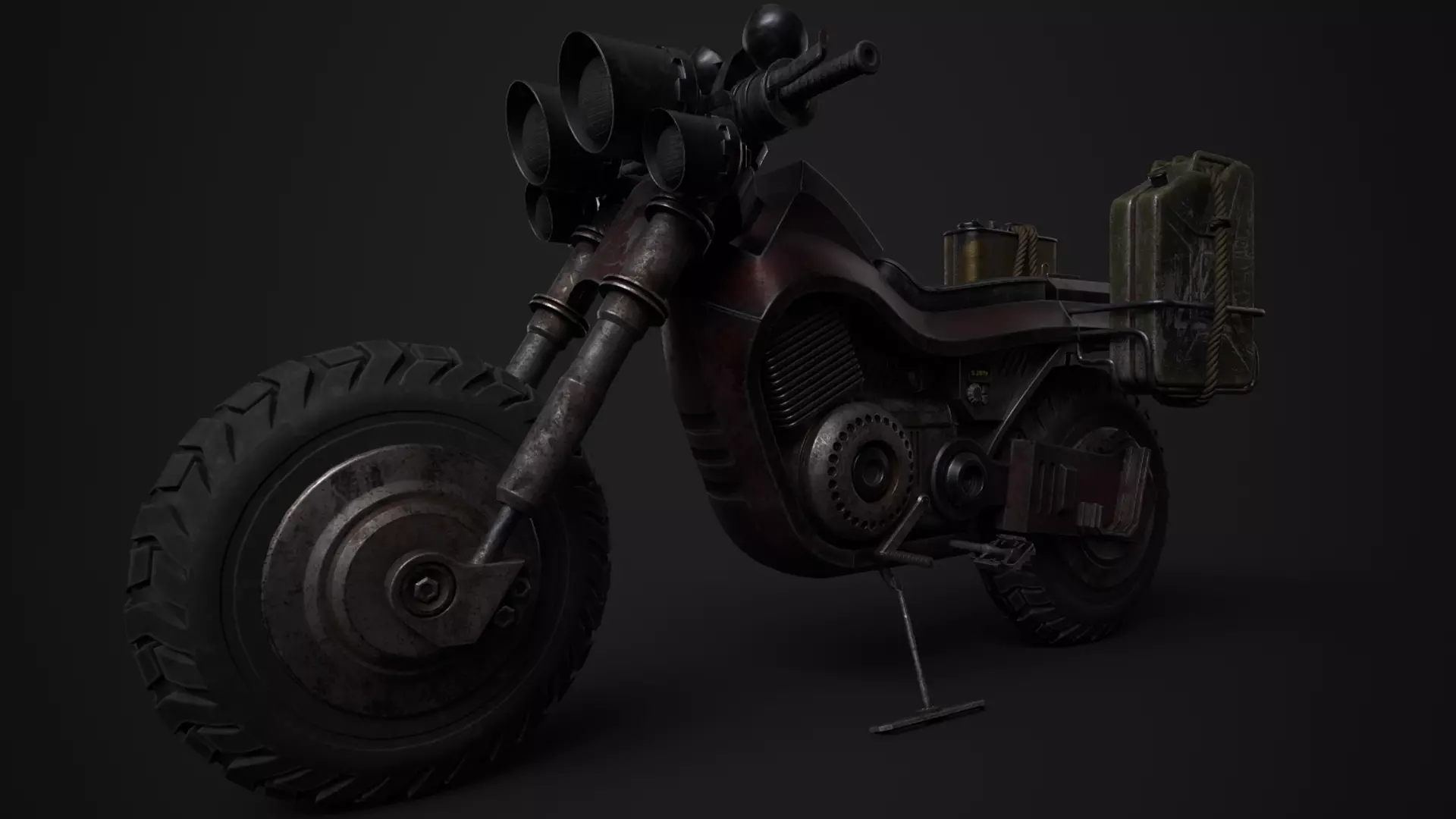 Military Pitbike Low-poly 3D model_0