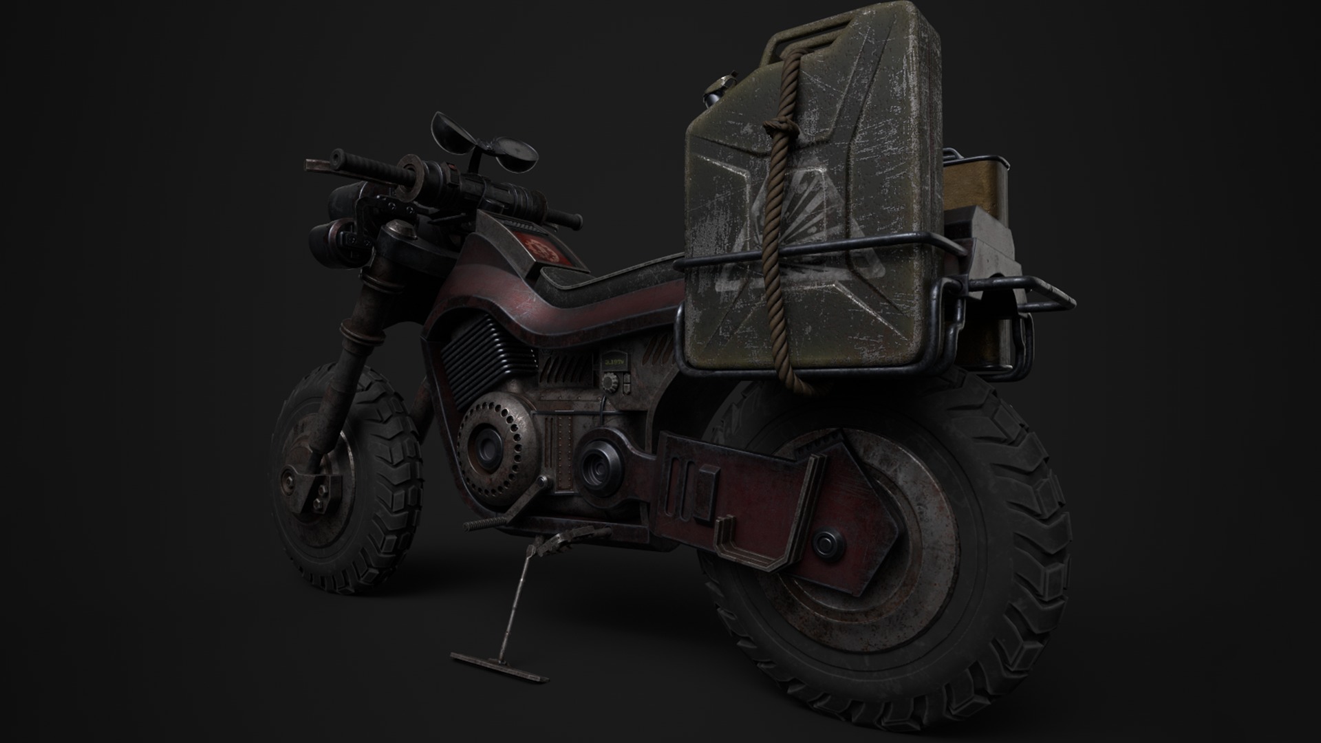 Military Pitbike Low-poly 3D model_2
