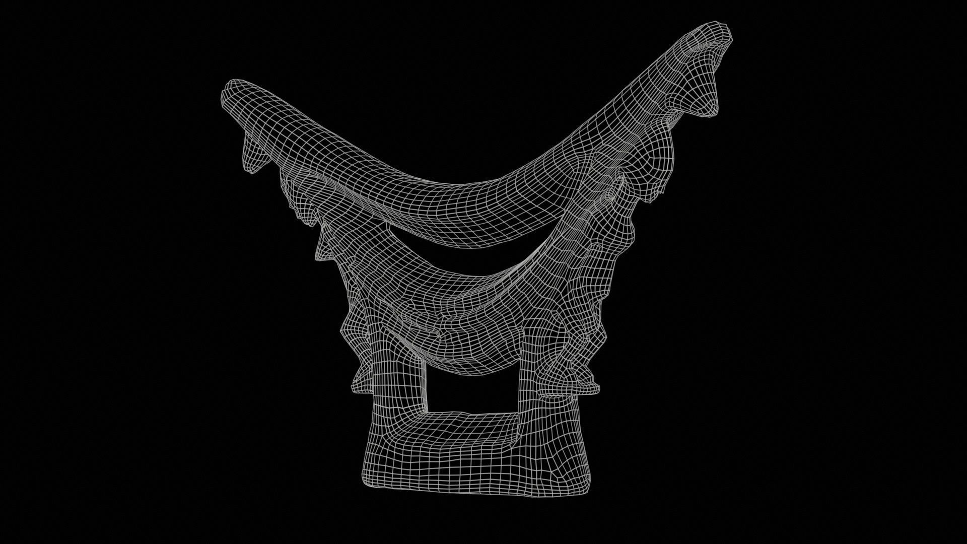 Headrest Africa Wood Furniture Prop 44 Low-poly 3D model_11