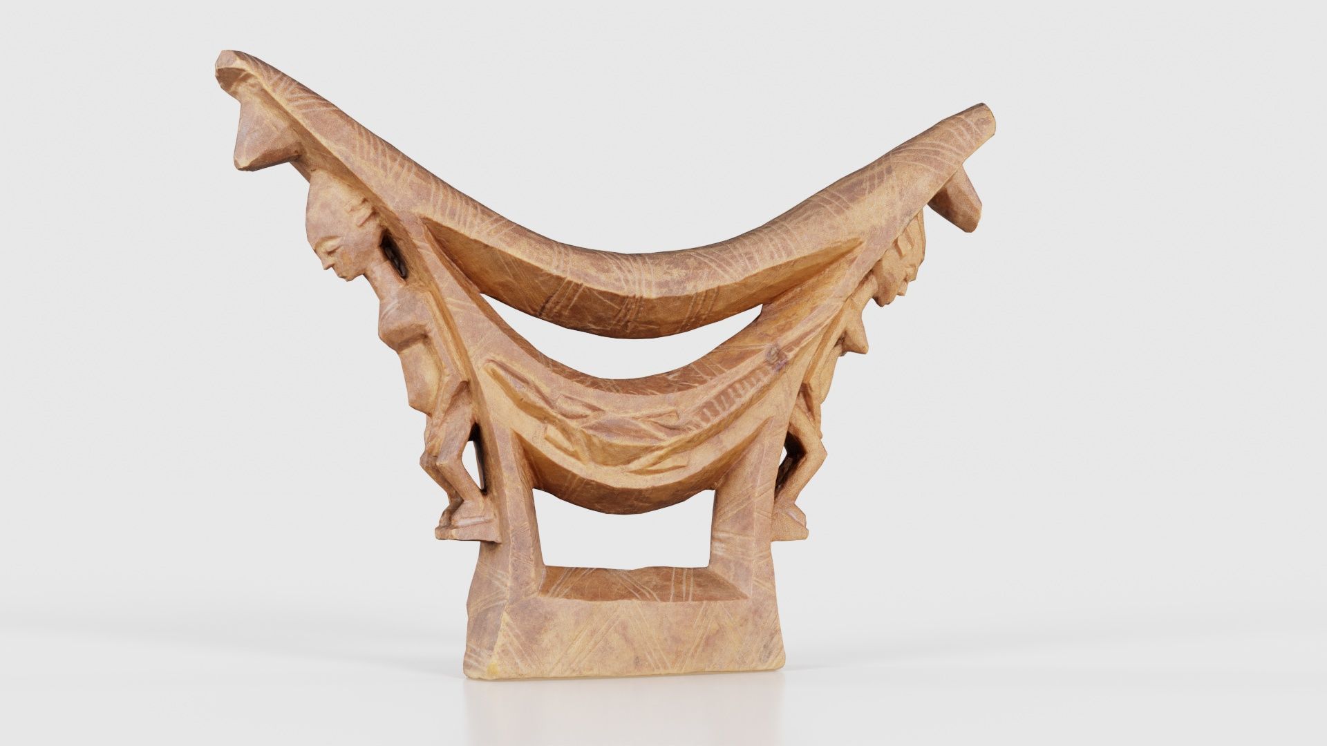 Headrest Africa Wood Furniture Prop 44 Low-poly 3D model_23