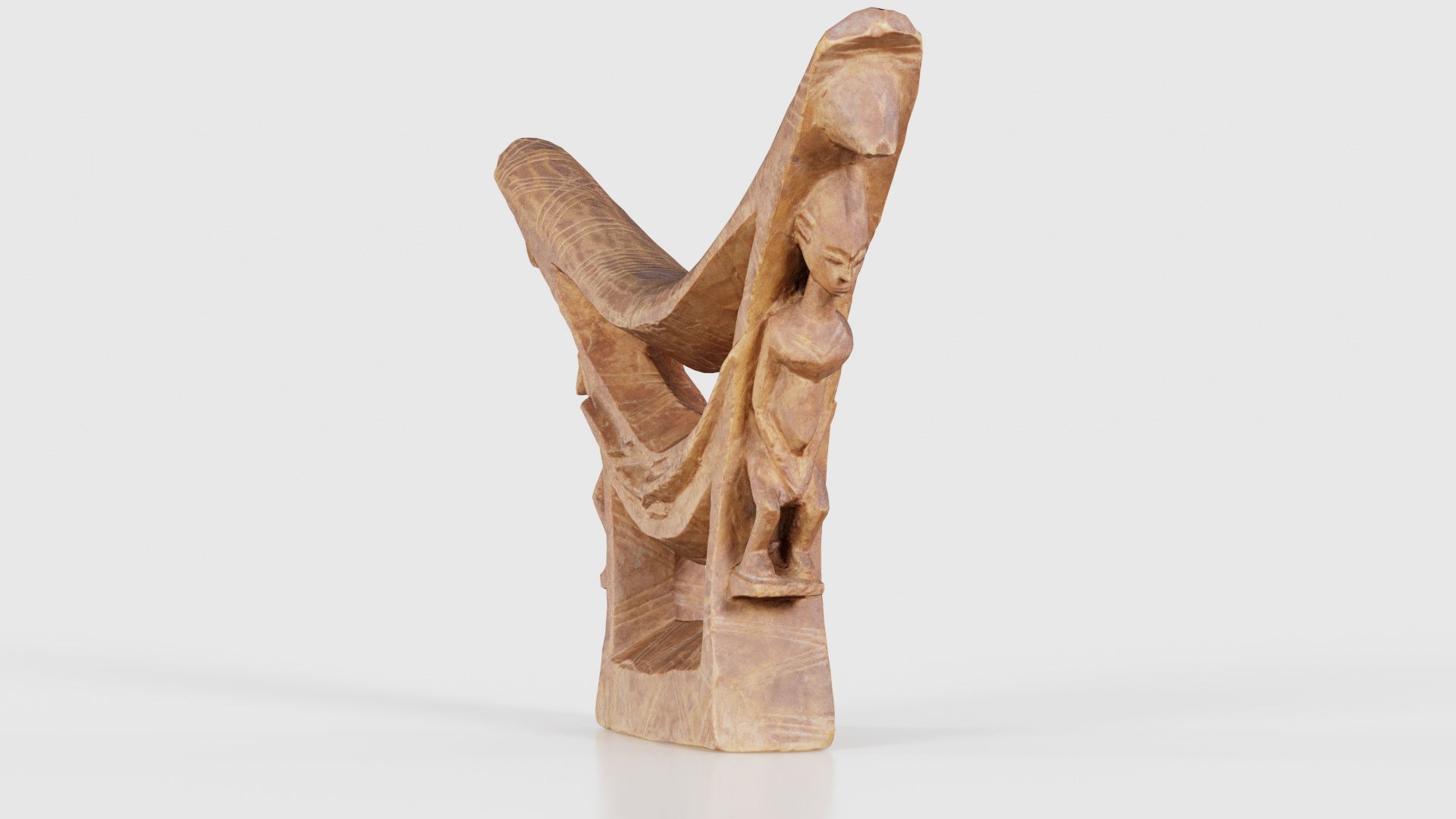 Headrest Africa Wood Furniture Prop 44 Low-poly 3D model_26