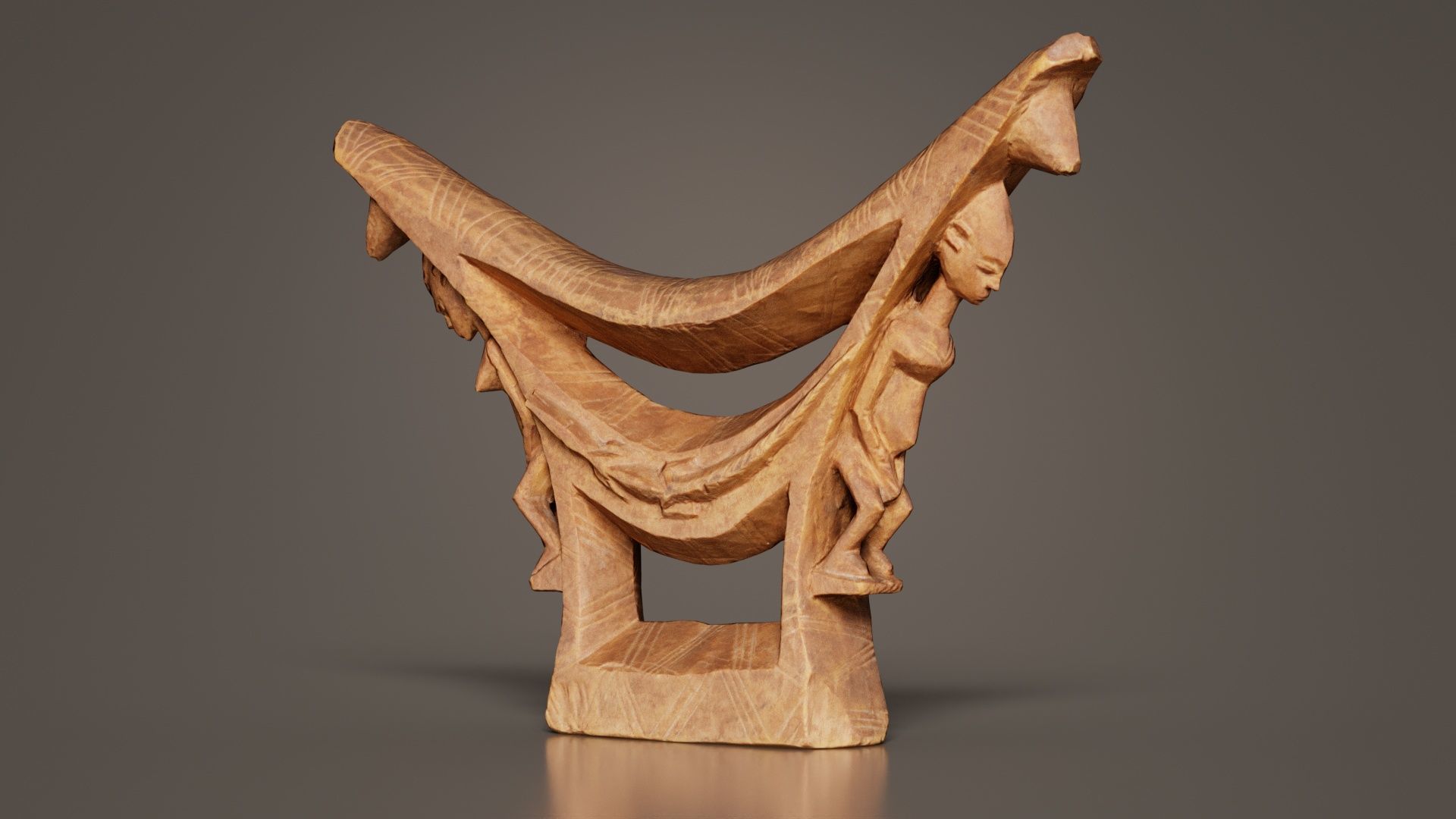 Headrest Africa Wood Furniture Prop 44 Low-poly 3D model_5