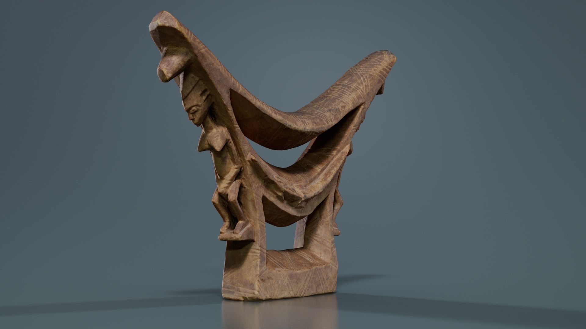 Headrest Africa Wood Furniture Prop 44 Low-poly 3D model_2