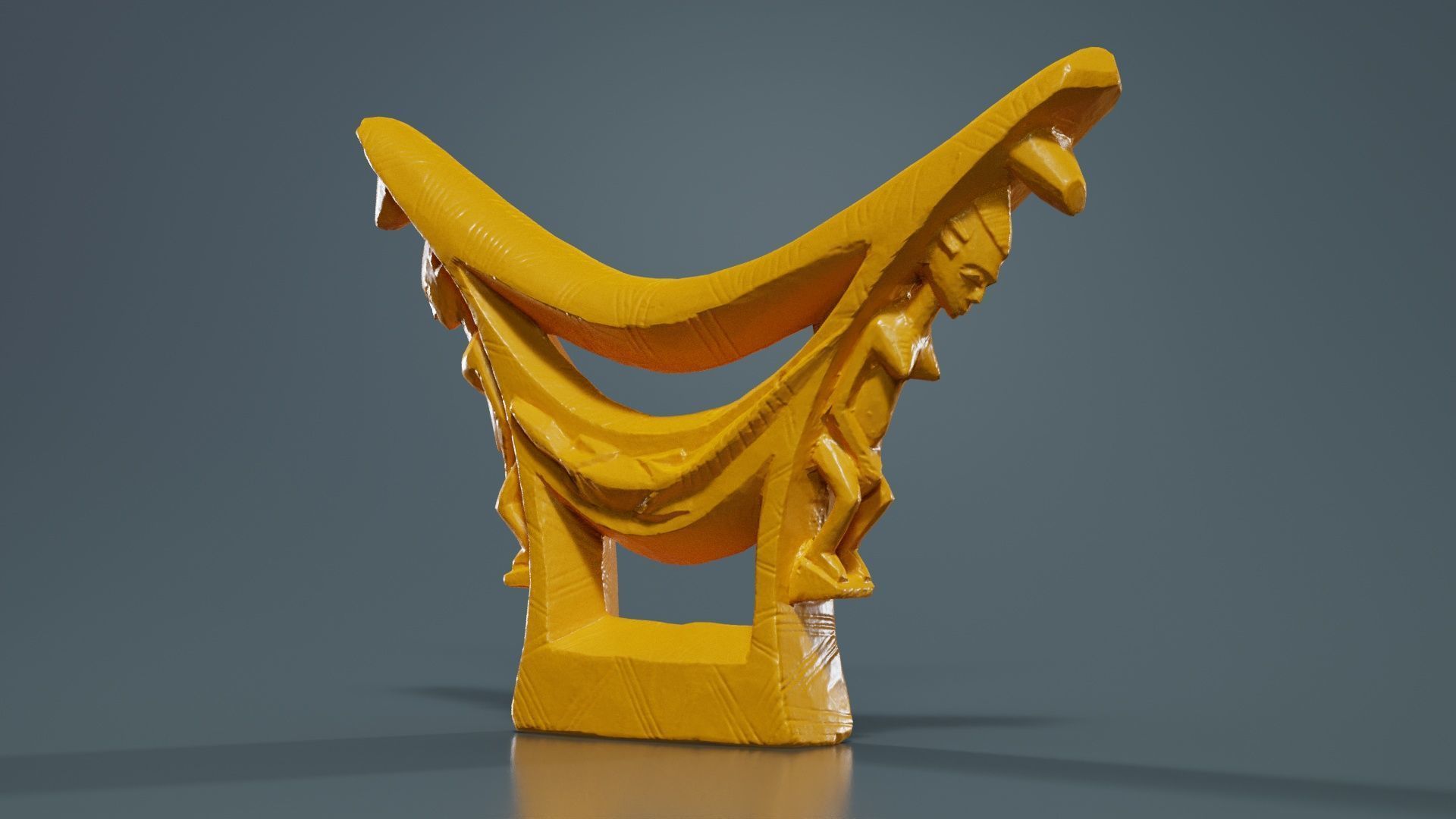 Headrest Africa Wood Furniture Prop 44 Low-poly 3D model_13