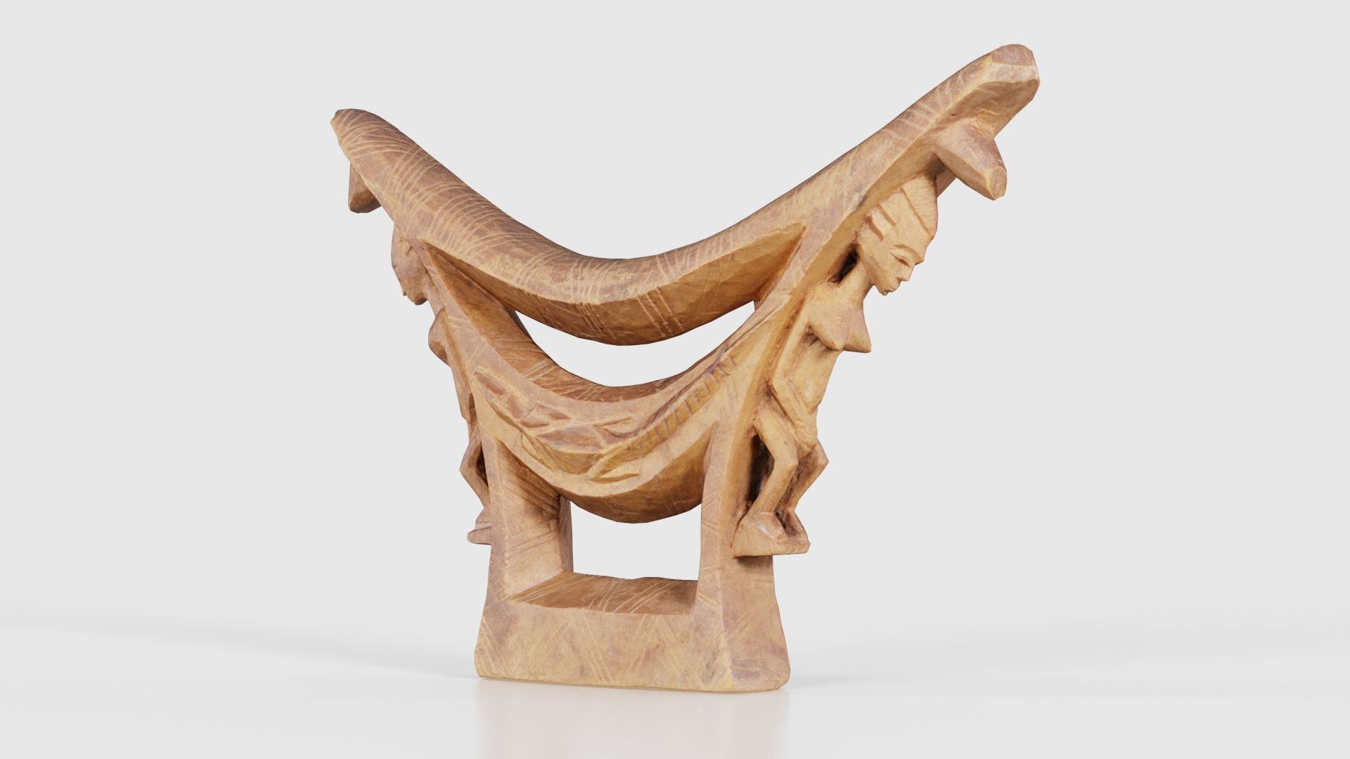 Headrest Africa Wood Furniture Prop 44 Low-poly 3D model_21