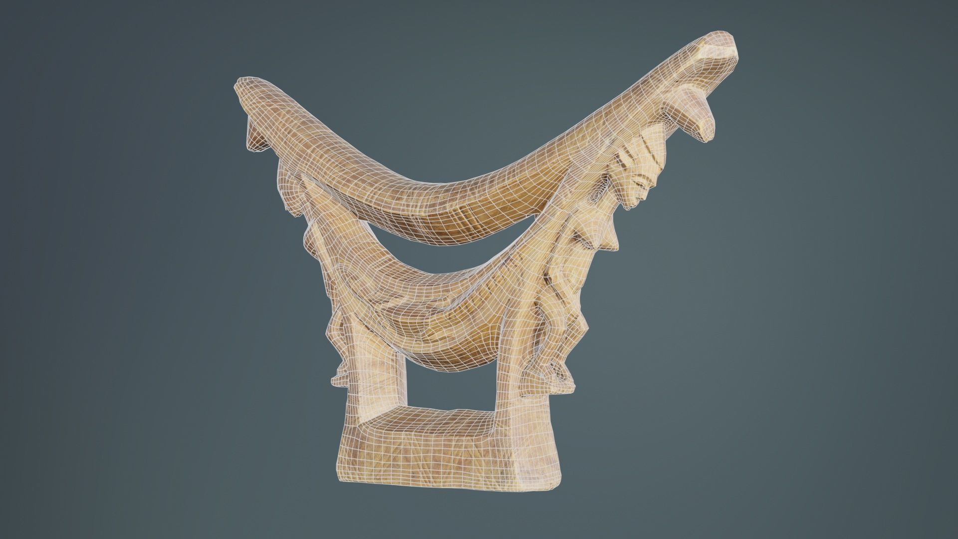 Headrest Africa Wood Furniture Prop 44 Low-poly 3D model_10