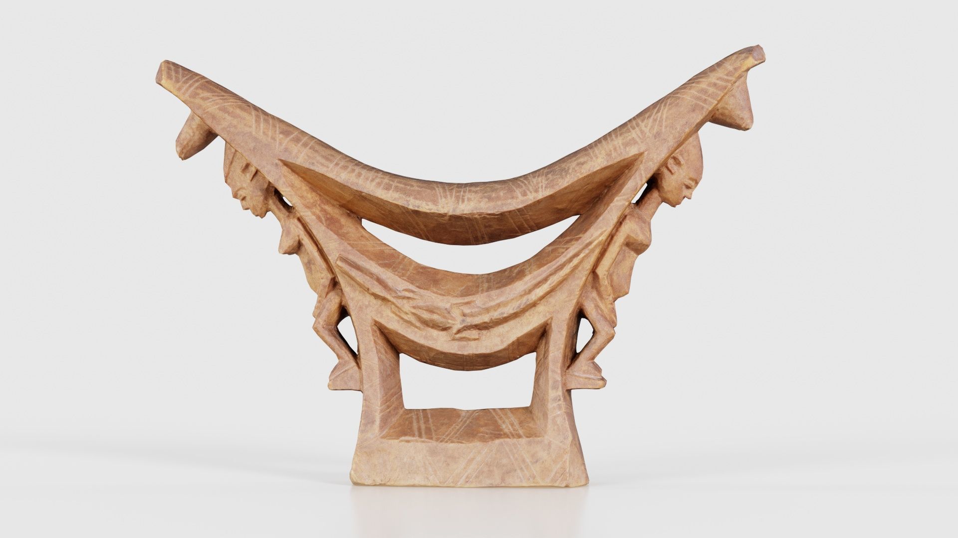 Headrest Africa Wood Furniture Prop 44 Low-poly 3D model_16