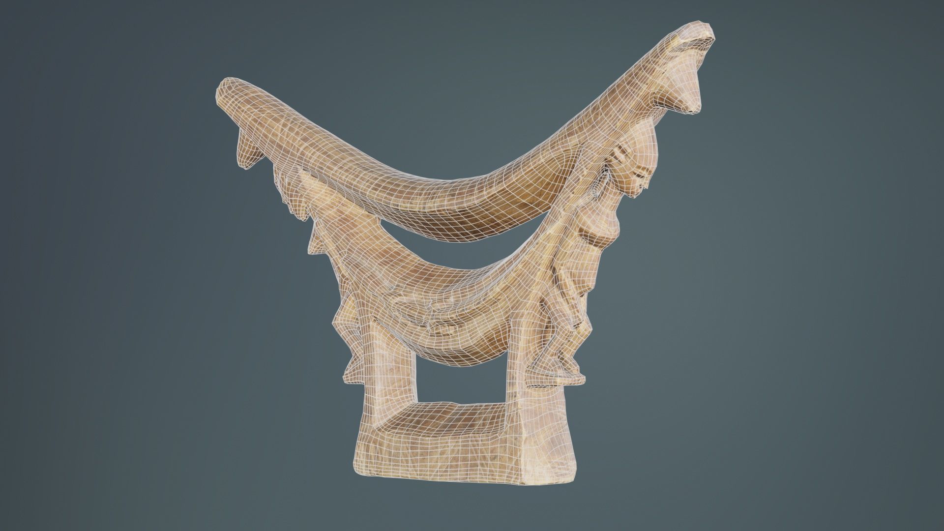 Headrest Africa Wood Furniture Prop 44 Low-poly 3D model_9