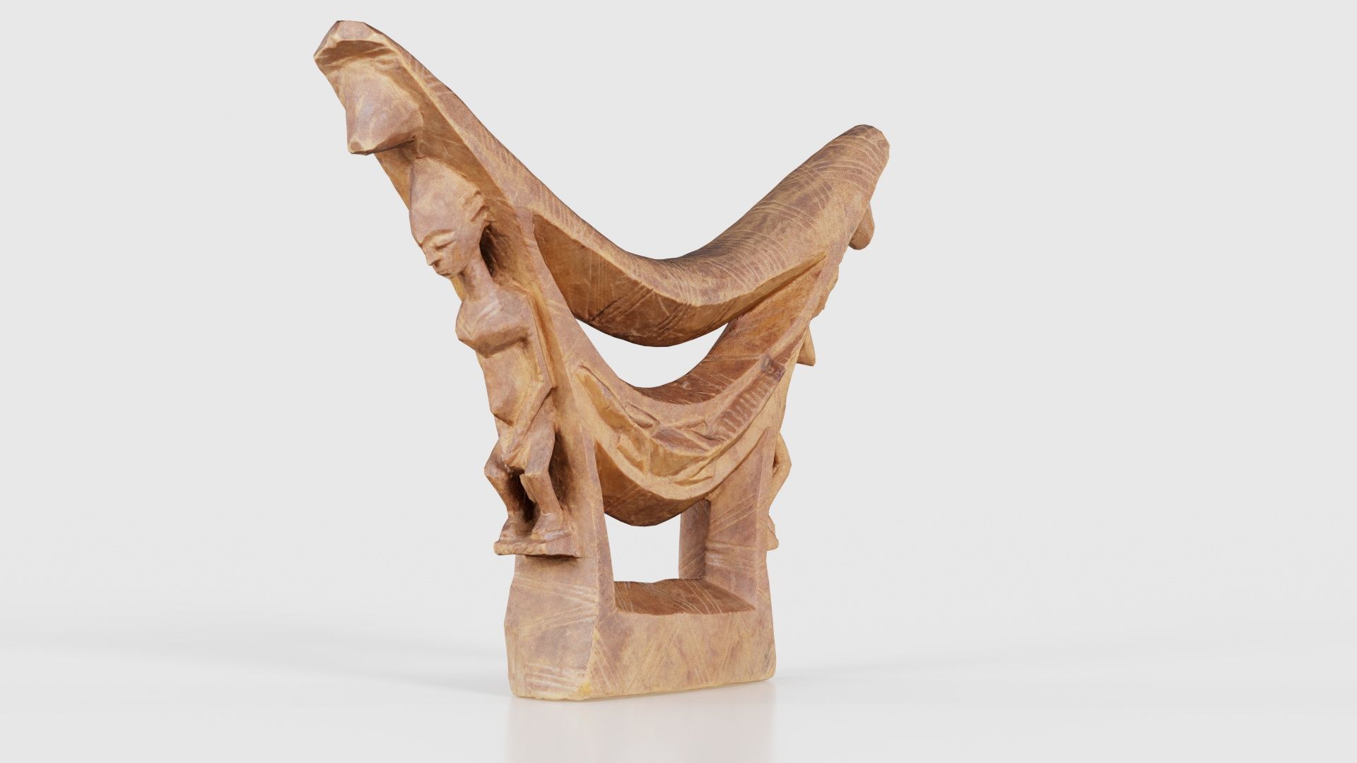 Headrest Africa Wood Furniture Prop 44 Low-poly 3D model_24