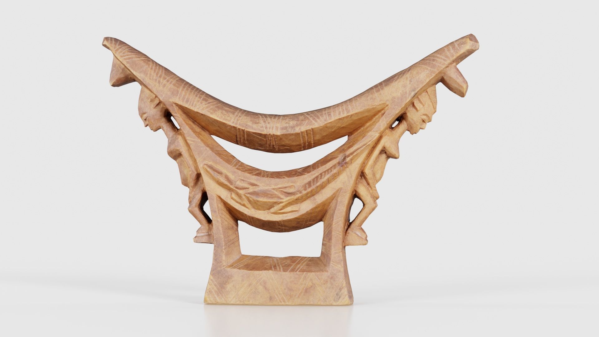Headrest Africa Wood Furniture Prop 44 Low-poly 3D model_22