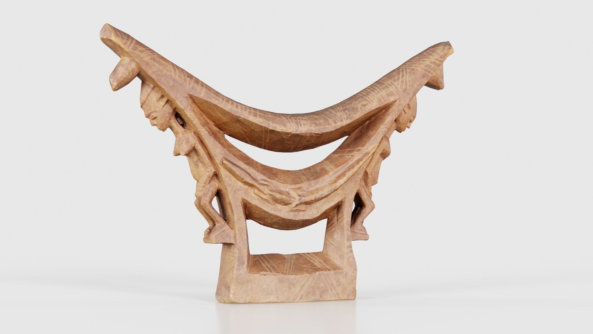 Headrest Africa Wood Furniture Prop 44 Low-poly 3D model_17