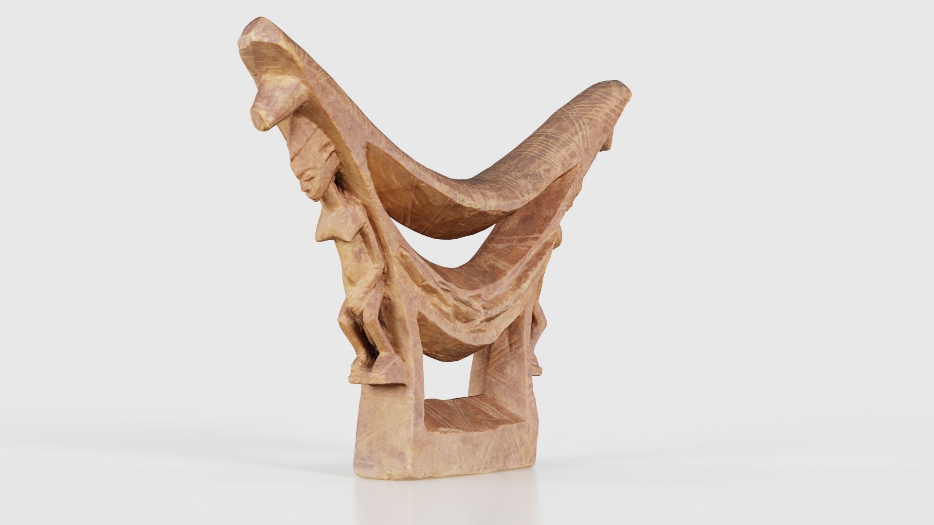 Headrest Africa Wood Furniture Prop 44 Low-poly 3D model_18