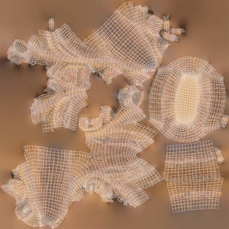 Headrest Africa Wood Furniture Prop 44 Low-poly 3D model_14