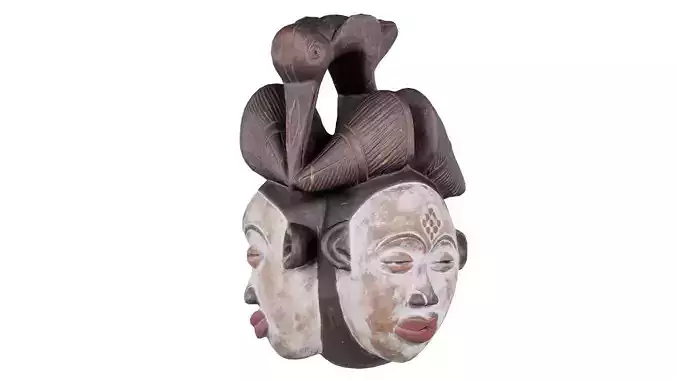 Afrikan Mask Carved Wood 45 Low-poly 3D model