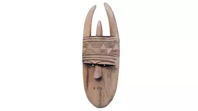Afrikan Mask Carved Wood 46 Low-poly 3D model